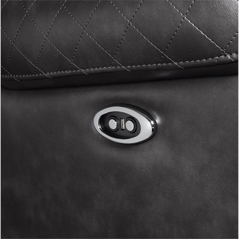 Acme Braylon Faux Leather Tufted Power Motion Recliner In Magnetite Dary Grey